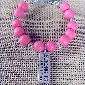 Pink beaded Strong is Beautiful Bracelet
